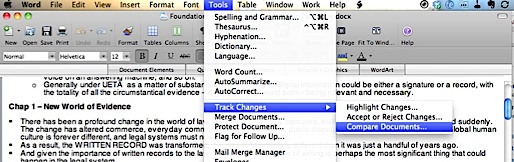 Microsoft Word for Mac Compare Document