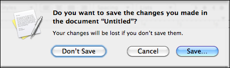 Document save dialog box for Mac OS X