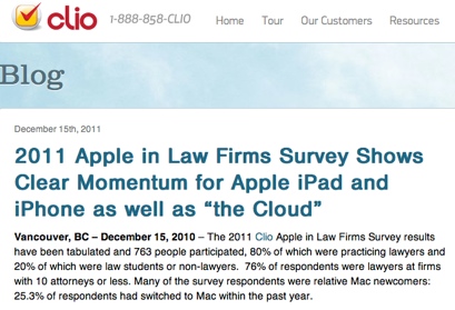 Clio 2011 Apple Law Firms Survey