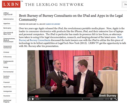 LXBN Interview Brett Burney of Burney Consultants on the iPad and Apps in the Legal Community