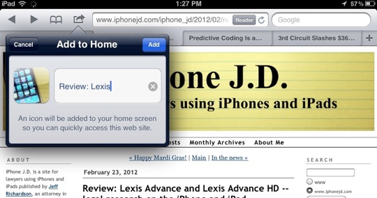 Add to Home Screen-10 Tips for Using Mobile Safari on an iPad