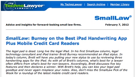 TechnoLawyer SmallLaw Brett Burney iPad Handwriting App